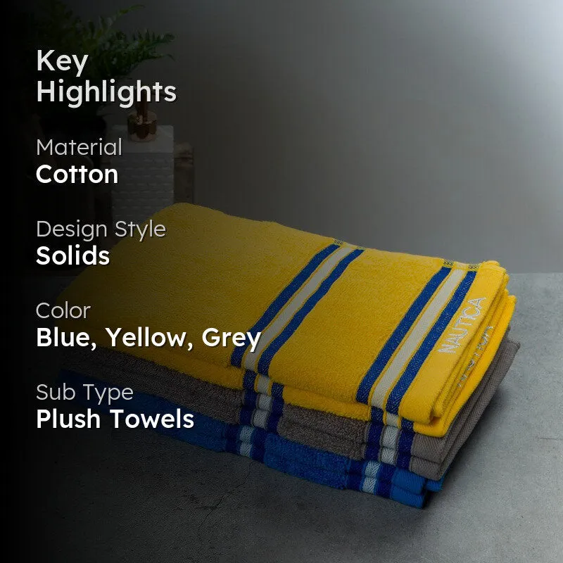 Nautica Dove Dual Down Cotton Hand Towel (Blue,Yellow & Grey) - Set Of Six media 2