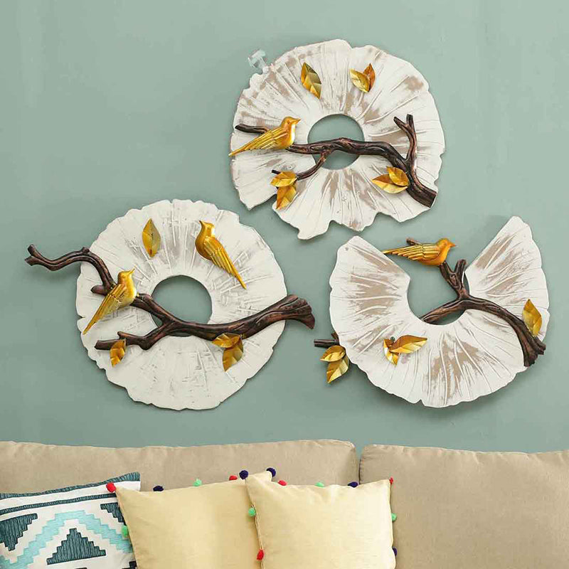 Yellowed Branch Iron Wall Accent - Set Of Three