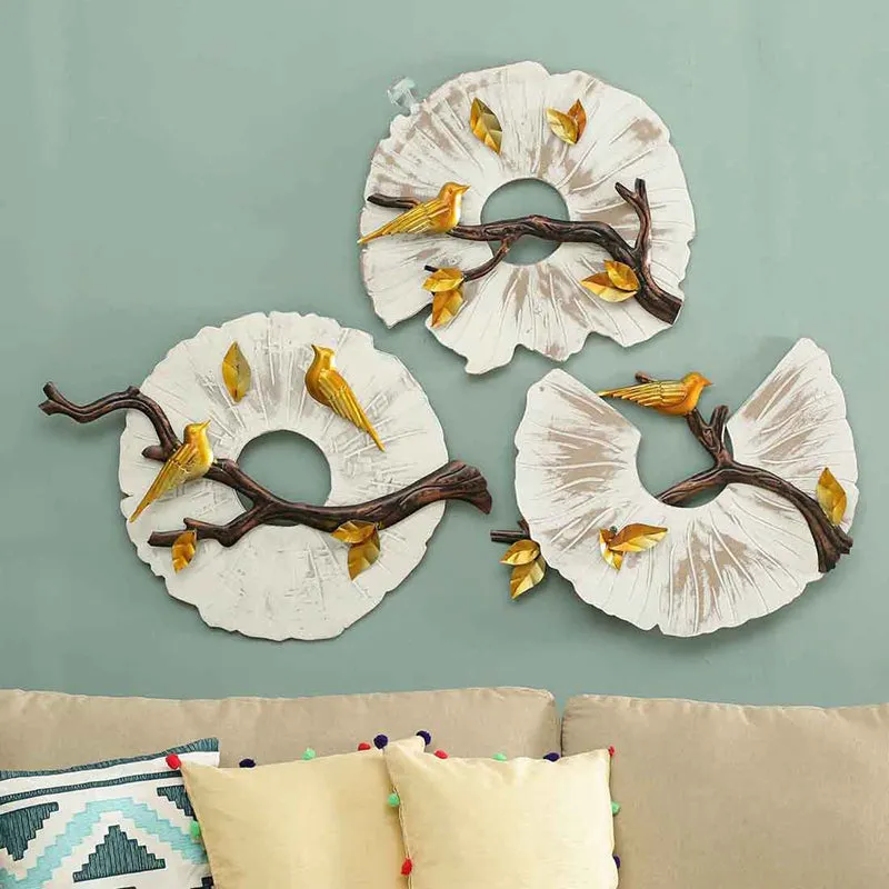 Yellowed Branch Iron Wall Accent - Set Of Three media 1