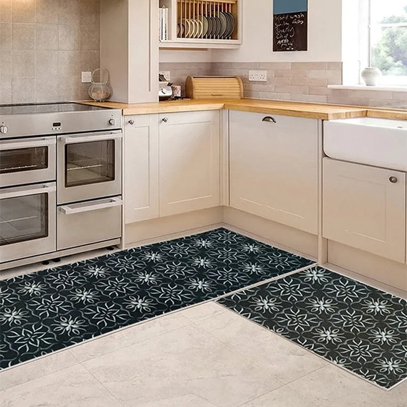 FloorFlora Kitchen Floor Mats (Black) - Set of Two media 1