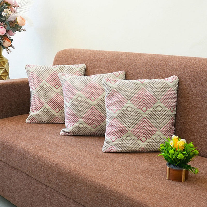 AngularAura Cushion Cover (Coral) - Set Of Three