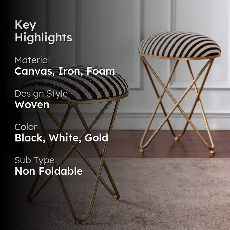 Jada Velvet Stool (Black & White) - Set Of Two media 2