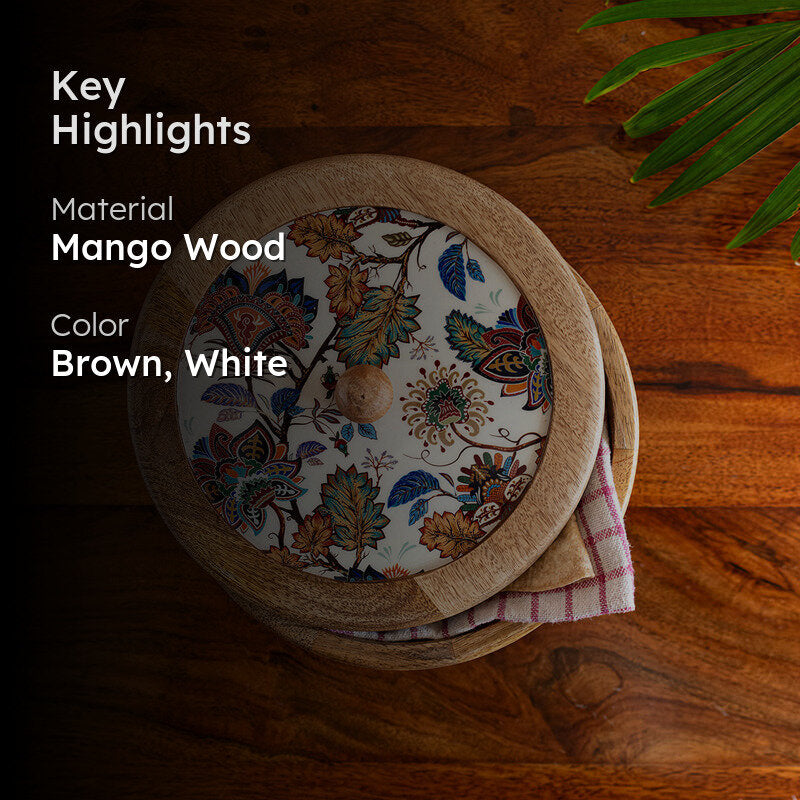 Golzar Enamelled Mango Wood Roti Box media 2