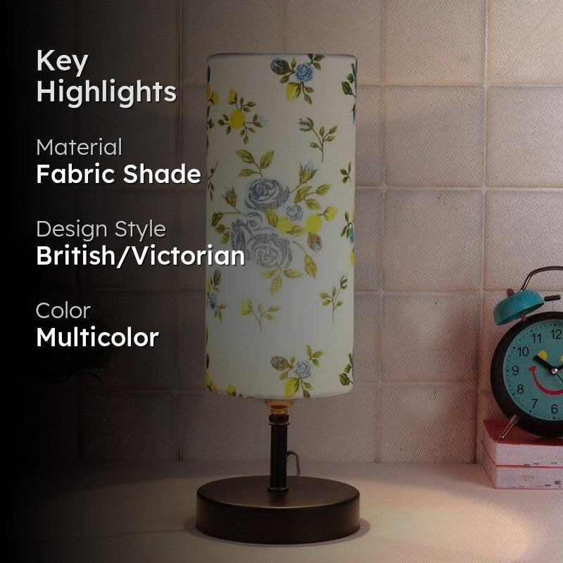Floral Waves Fabric Table Lamp - Multicolor media 2