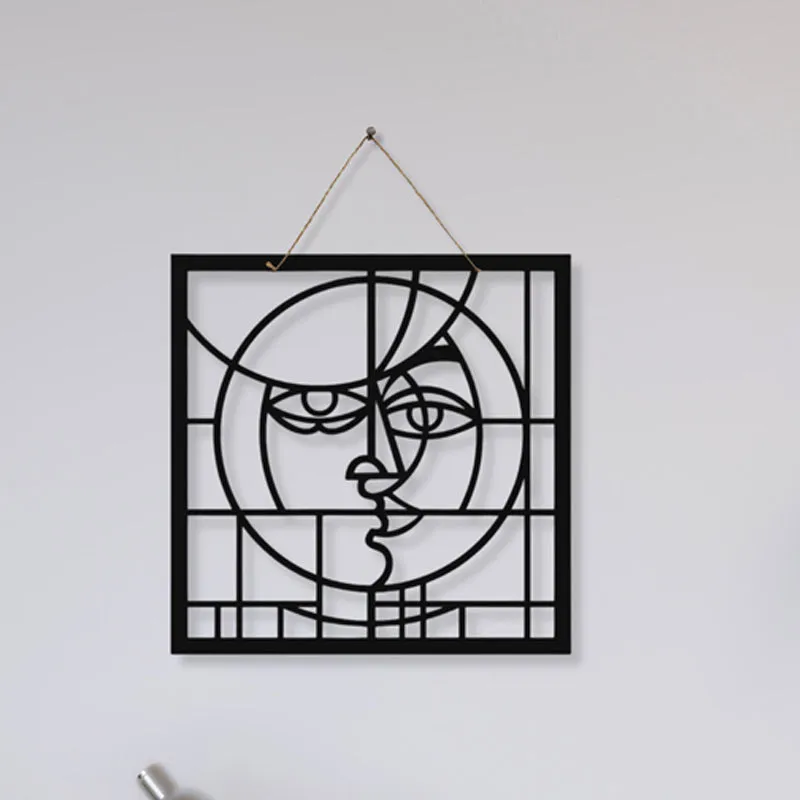 Abstract Face Lines Iron Wall Accent media 3