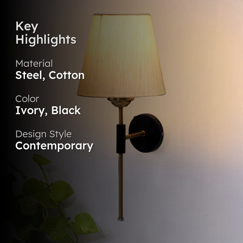Beryll Steel & Cotton Wall Lamp - Ivory media 2