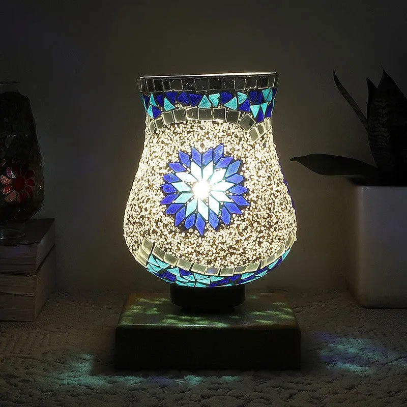 Bliss Mosaic Glass Table Lamp With Wooden Base - Multicolor media 1