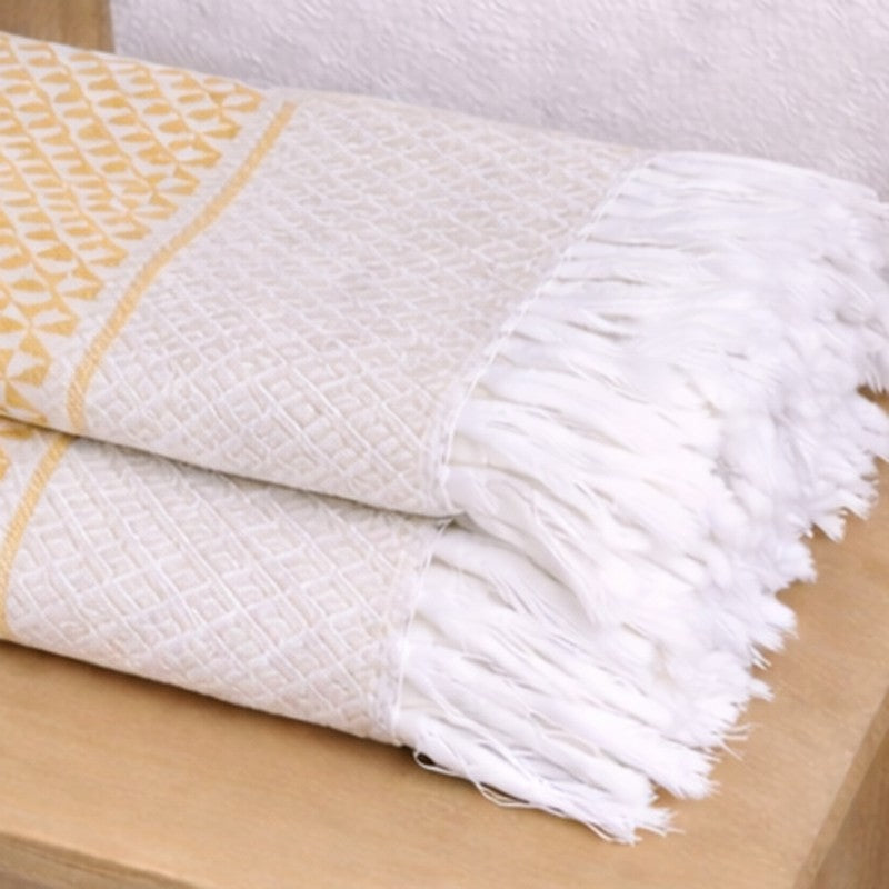 MosacStripe Cotton Hand Towel (Yellow) - Set of Two media 5