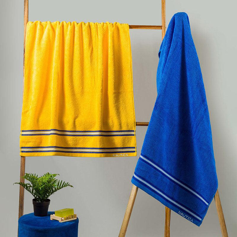 Nautica Dove Down Cotton Towel Set (Yellow & Royal Blue) - Set Of Two media 3