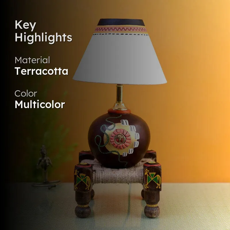 Terracotta Table Lamp With Manji - Multicolor media 2