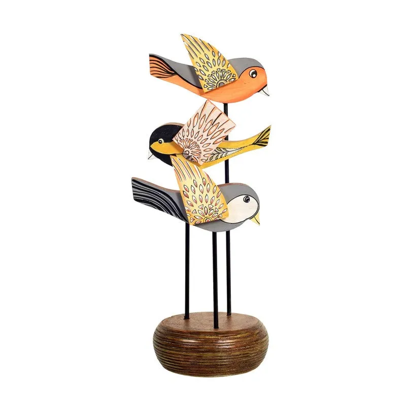 Flutura Colorful Mango Wood Bird Showpiece media 3