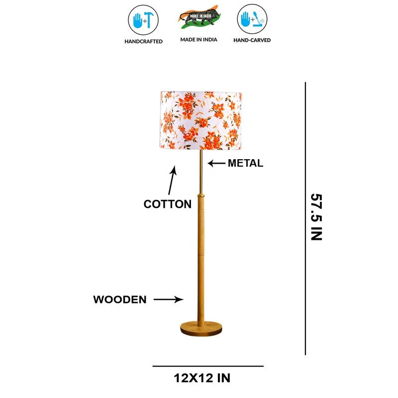 Vintage Arc Wooden Floor Lamp - Orange media 7