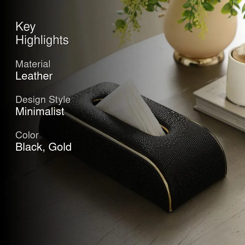 Relca Leather Tissue Box - Black media 2