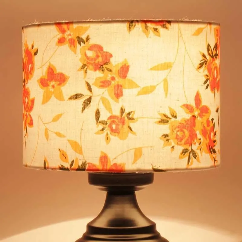 Orange Fleur Burst Fabric Table Lamp - Multicolor media 3