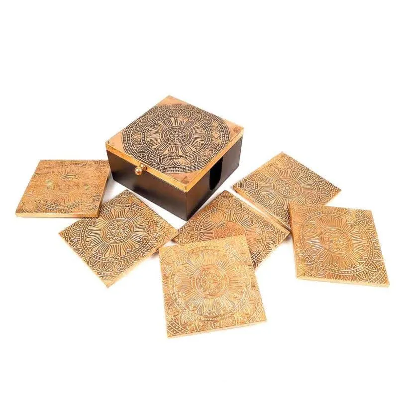Aurik Wood Coaster With Box - Set Of Six media 5