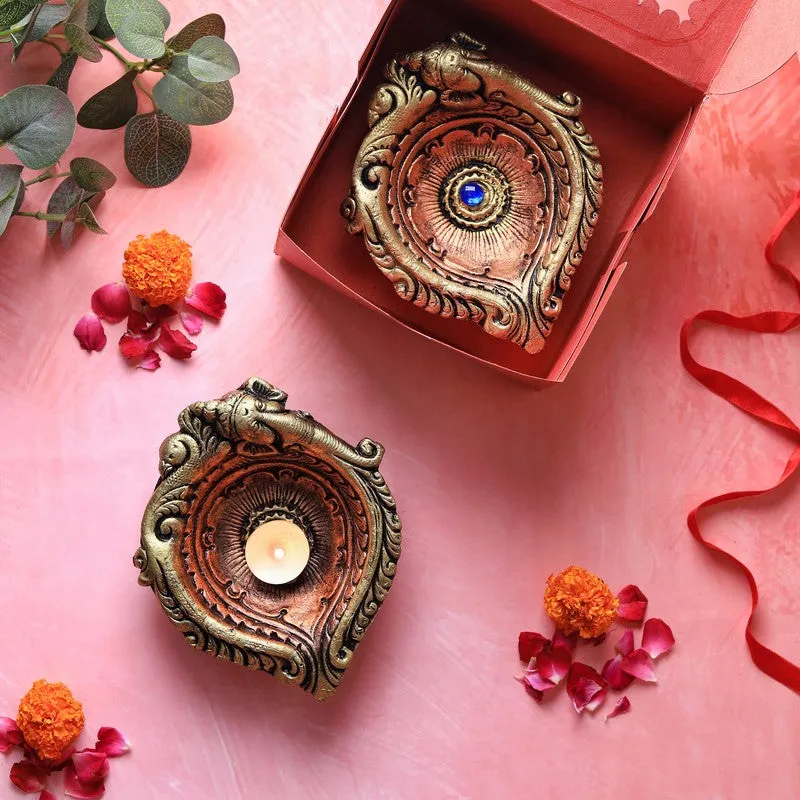 Elephant Grace Diya - Set Of Two media 5