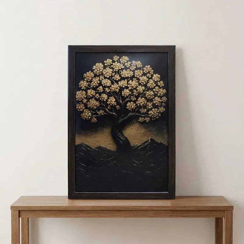 Tree of Prosperity Artistic Wall Painting With Frame media 3