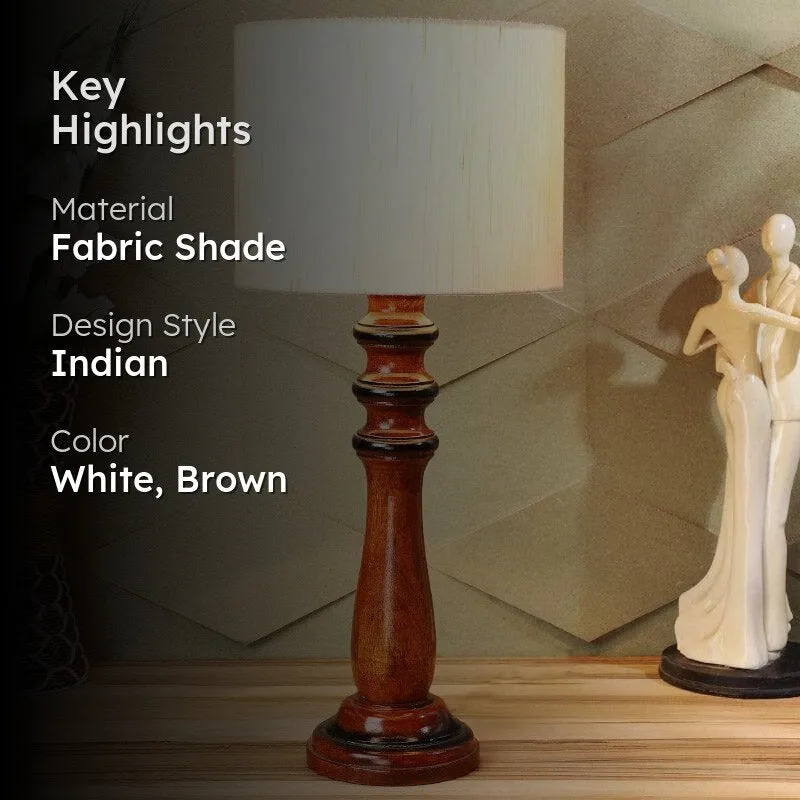 Urbane Rene Fabric Table Lamp - White,Brown media 2
