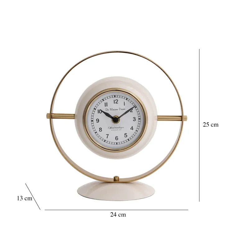 Lineage Halo Table Clock - White & Gold media 3