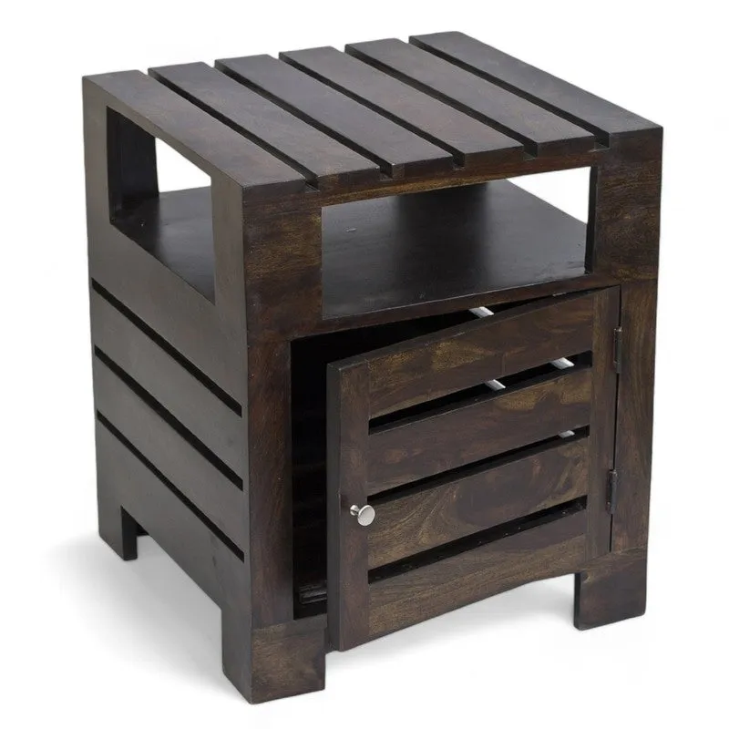 Wverix Sheesham Wooden Side & Bedside Table - Black media 4