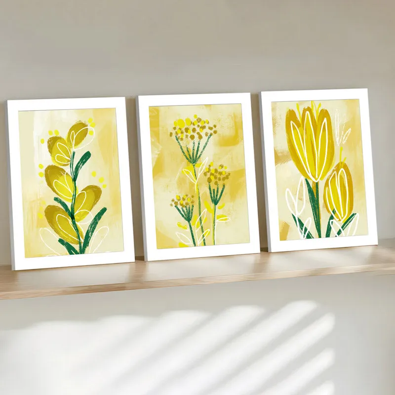 Florenva Sunshine Flora Wall Art With Frame - Set Of Three media 1