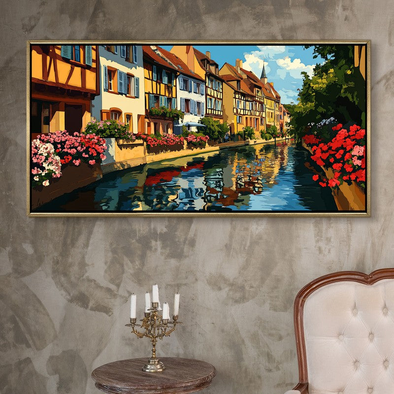 Canal Reverie Canvas Wall Painting With Frame