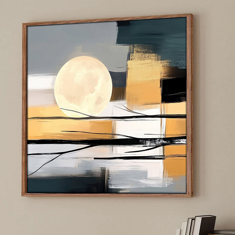 Moon & Twigs Wall Art With Frame - Brown media 2