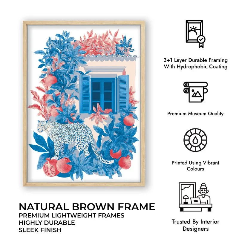 Mediterranean Blues Canvas Wall Painting - Brown Frame media 10