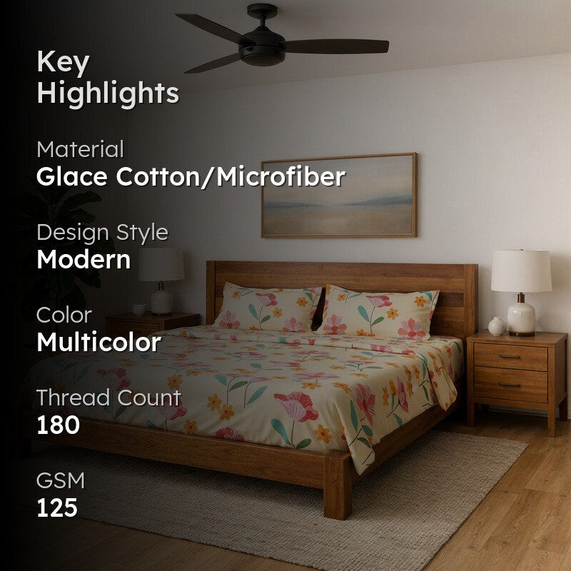 Floral Stories Microfiber Bedsheet  - 125 GSM media 2