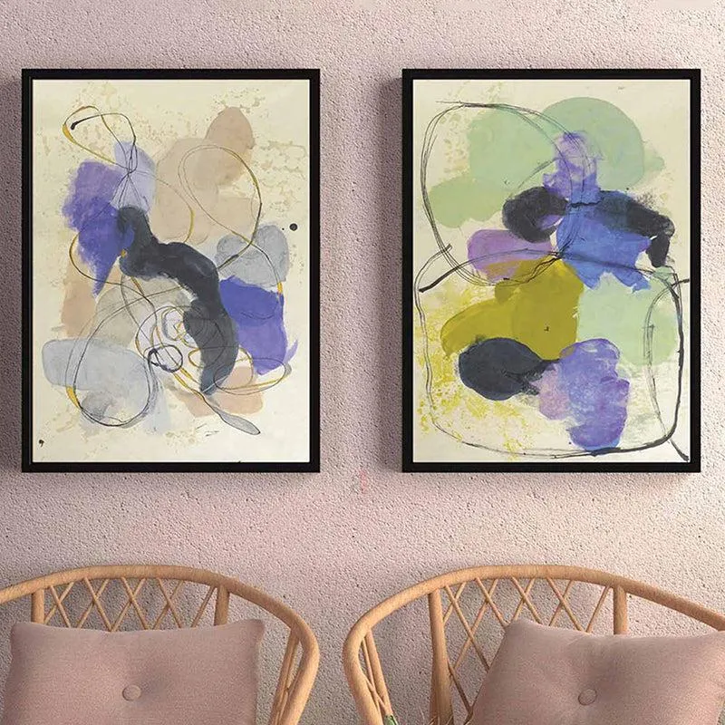 Meso Abstract Wall Painting - Set Of Two media 1