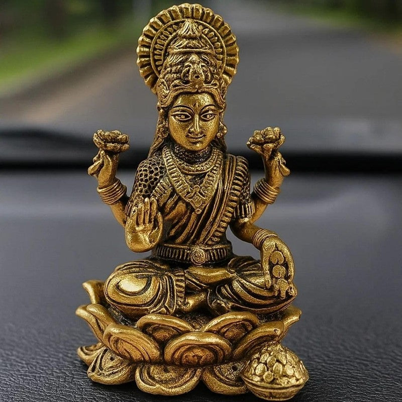 Auspicious Goddess Lakshmi Brass Idol media 7