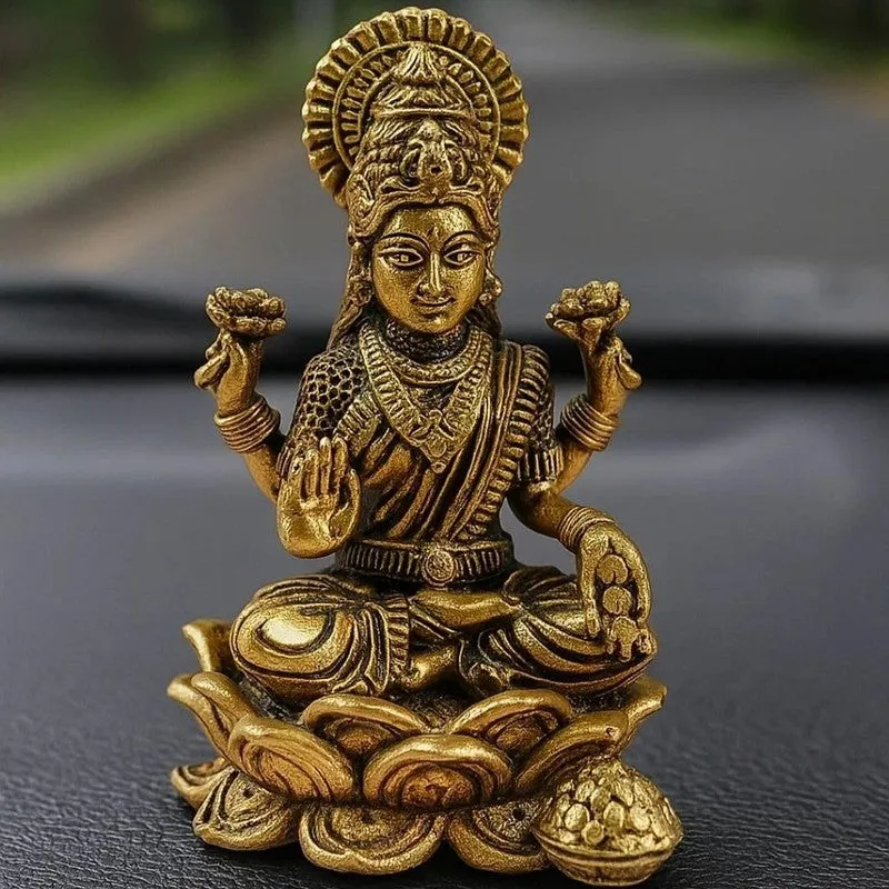 Auspicious Goddess Lakshmi Brass Idol media 7