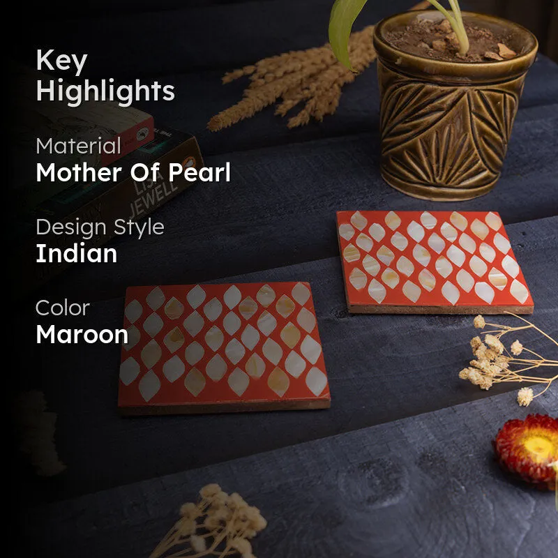 Celestria Mother Of Pearl Coaster (Red) - Set Of Two media 2