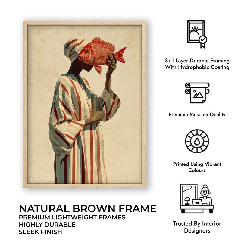 Ember Fin Canvas Wall Painting - Brown Frame media 10
