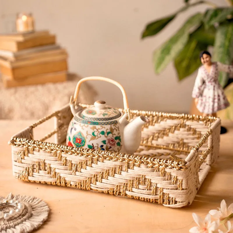 Artisan Woven (Cotton,Metal,Zari) Storage Basket media 1