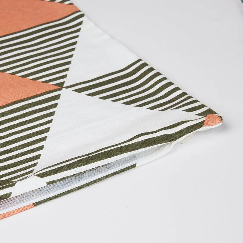 Euclidean Elite Geometric Cotton Diwan Set - Orange & Green media 5