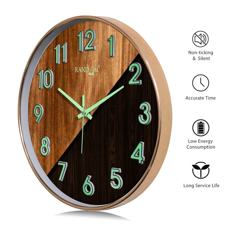Oaklyn Round Modern Plastic Wall Clock - Black & Brown media 7