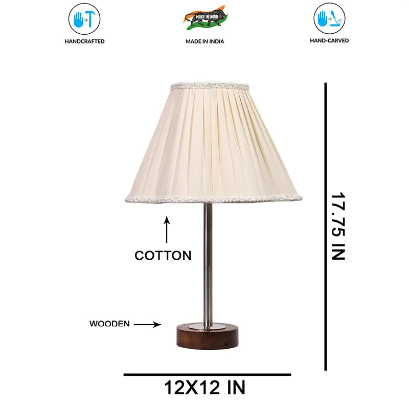 Pleatra Rodin Wooden Table Lamp - White,Silver,Brown media 7