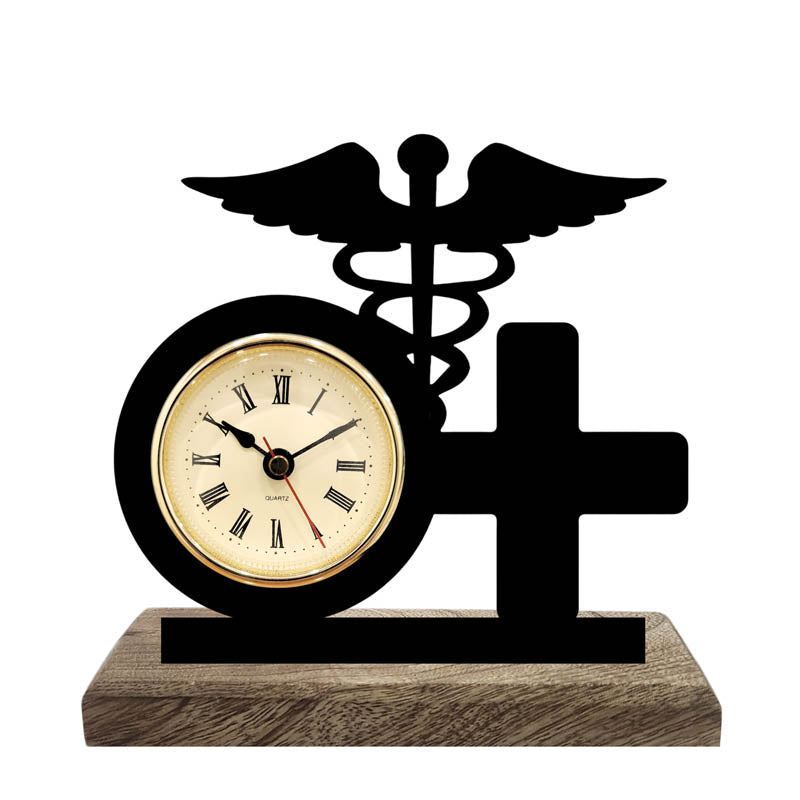 Healing Hour Iron & Mango Wood Table Clock media 3