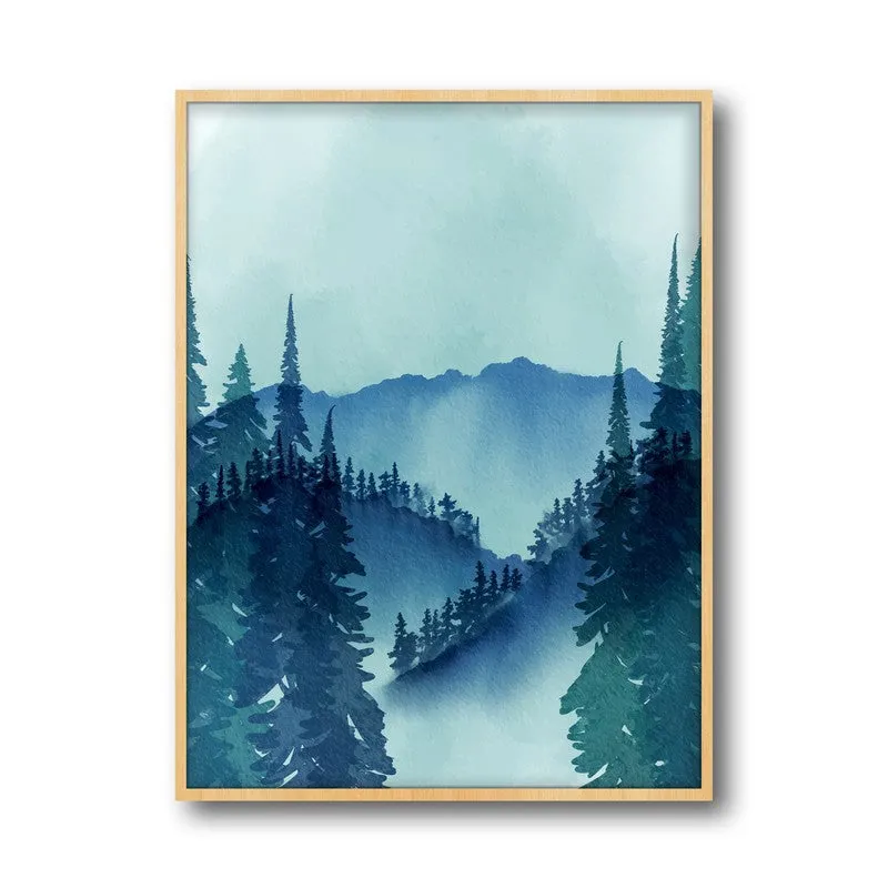 Foggy Forest Archival Paper Wall Art - Natural Brown Frame media 5