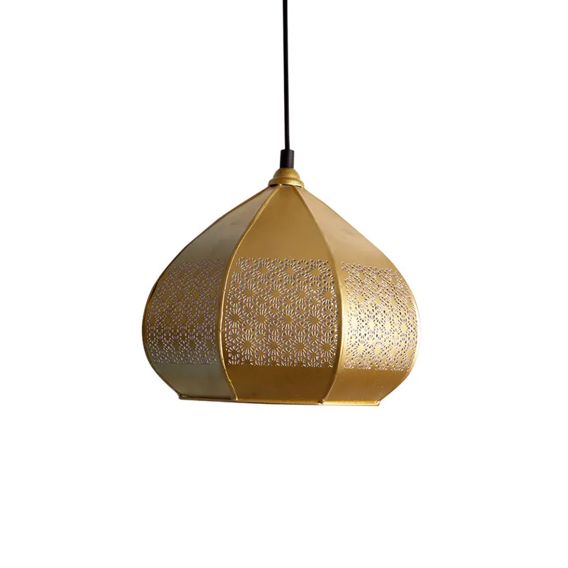 Moonlit Kasbah Hand-Etched Iron Ceiling Lamp media 4