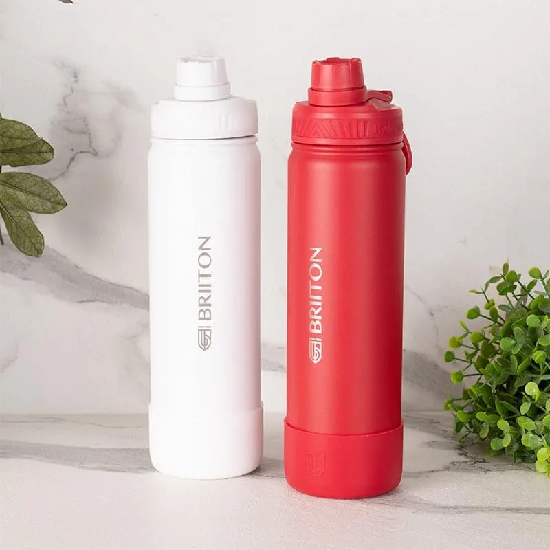 Quench Chic Hot & Cold Thermos Water Bottle (White & Red, 750 mL Each) - Set Of Two media 1