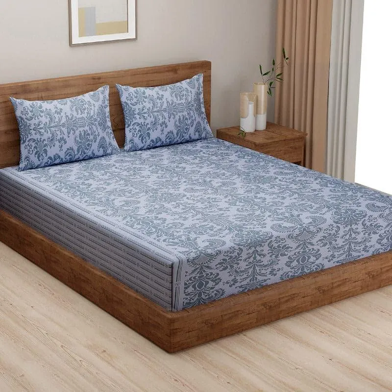 Swayam Royale Wrap Cotton Bedsheet (Blue) - 160 TC media 3