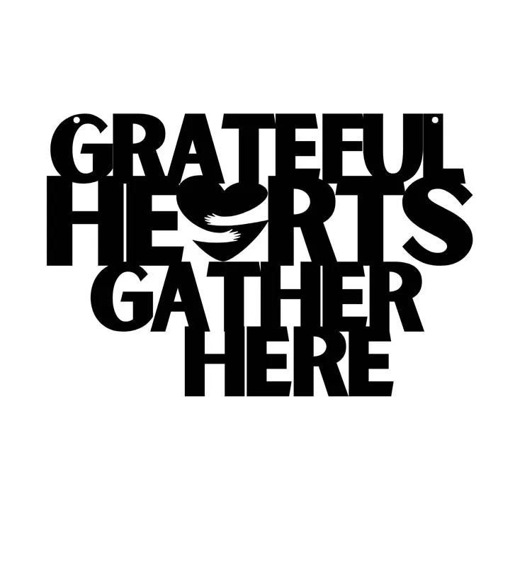 Grateful Hearts Gather Here Typography Mild Steel Wall Accent media 3