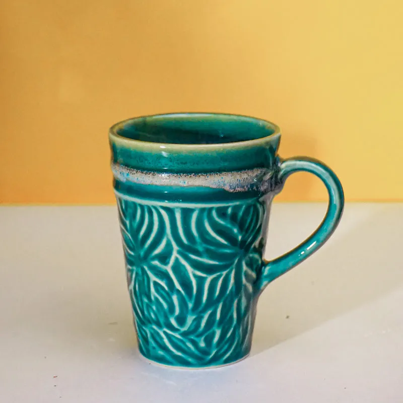 Ceramuse Ceramic Coffee Mug (300 mL Each/Teal Green) - Set of Eight media 4