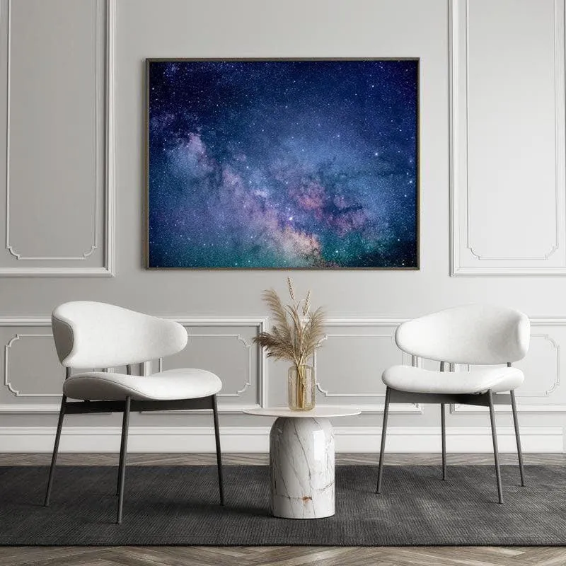 Galaxy & Stars At Night Wall Painting - Black Frame media 5