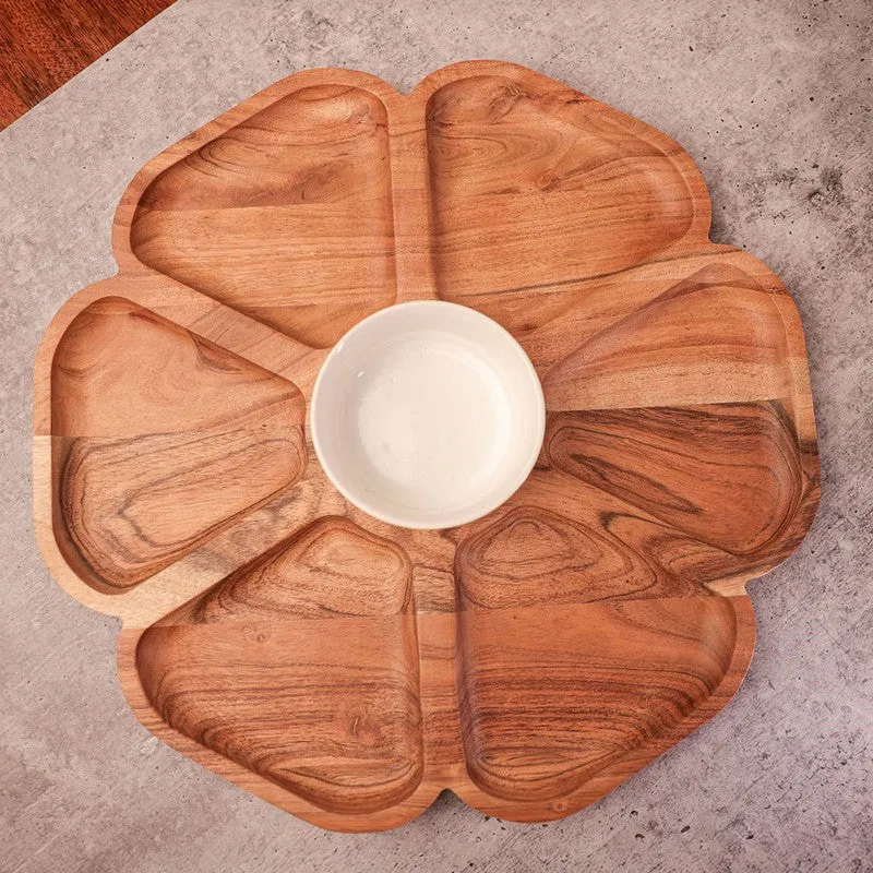 Wood Wave Dining (Wood,Ceramic) Platter - Two Piece Set media 5