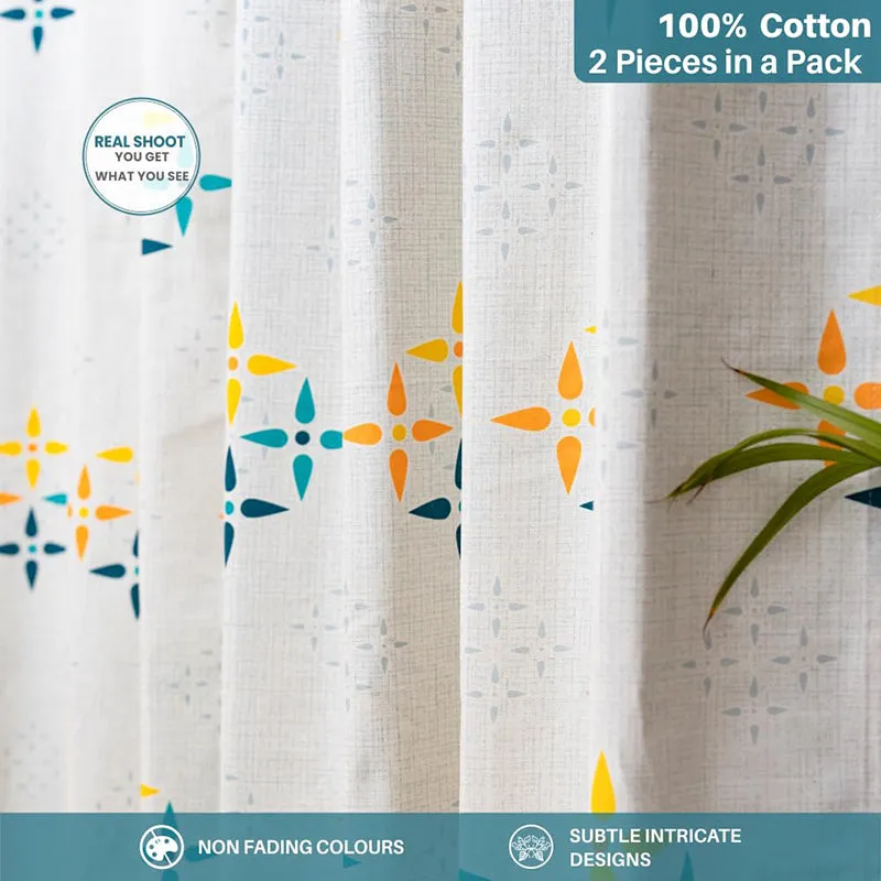 Urban Space Mosaic Curtain (Yellow & Blue) - Set Of Two media 5