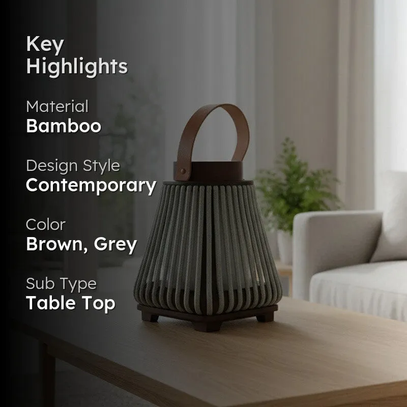 StriaGlow Bamboo Tea Light Candle Holder - Grey media 2