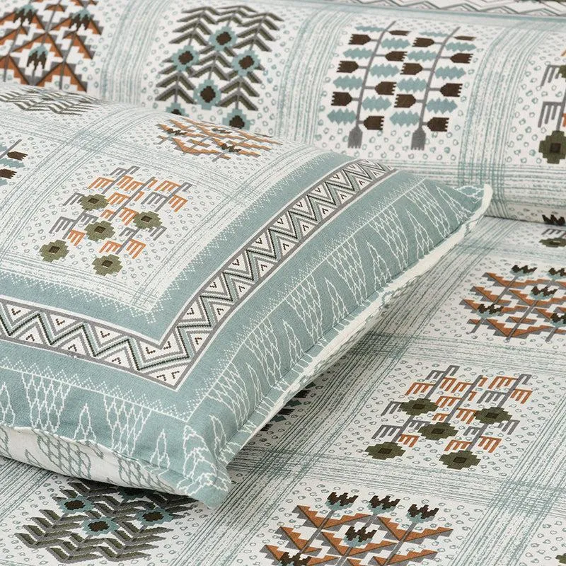 Ishani Breeze Floral Cotton Bedsheet (Green & White) - 160 TC media 4